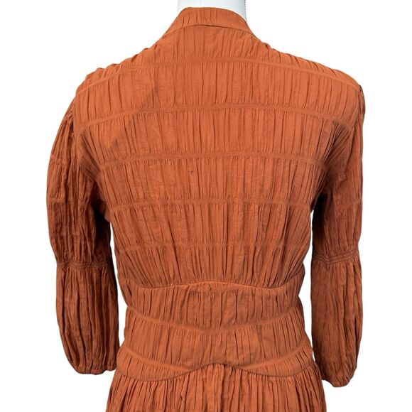 CULT GAIA Willow Ruched Panelled Cotton Blend Dress In Spice Size M - Picture 14 of 14
